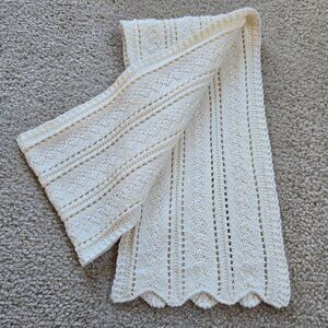 Vintage Pointelle Scarf *Possibly Cashmere* Ivory Fownes Brothers